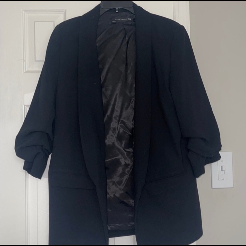 Black Zara Women Open Blazer with Pockets